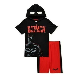 B11 DC Comics Boys Batman Hooded Top & Shorts 2-Piece Outfit Size 8 072124